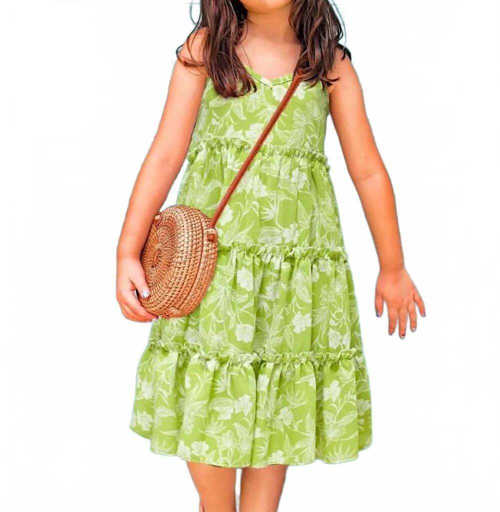 NEW CUTIE PATOOTIE girl's tiered midi dress in green